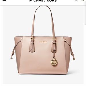 Brand New VOYAGER MEDIUM TWO TONE LEATHER TOTE BAG